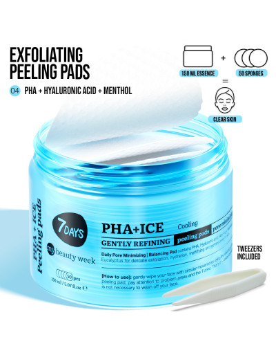 Disques Exfoliants Rafraîchissants Et Doux Pour Le Visage PHA+ICE