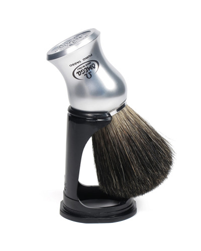 Blaireau De Rasage Omega Black Badger Avec Support