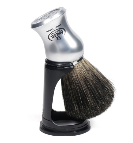 Blaireau De Rasage Omega Black Badger Avec Support